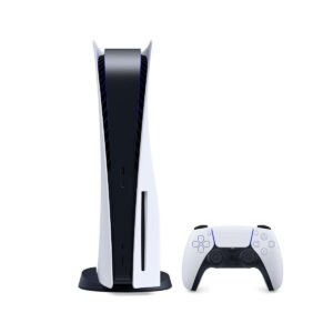 A PlayStation 5 console with a controller, producten